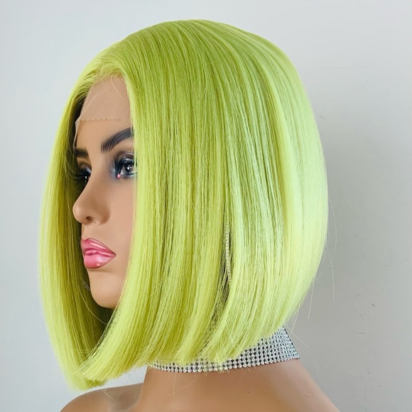 Gorgeous Green Lemon Premium Fiber Lace Front Wig for Daily Wear or Events - Picture 6 of 8